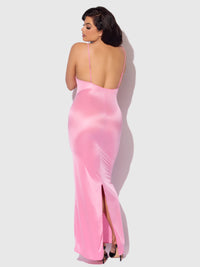 Zoe Oil Slick Maxi Gown Bubblegum Pink