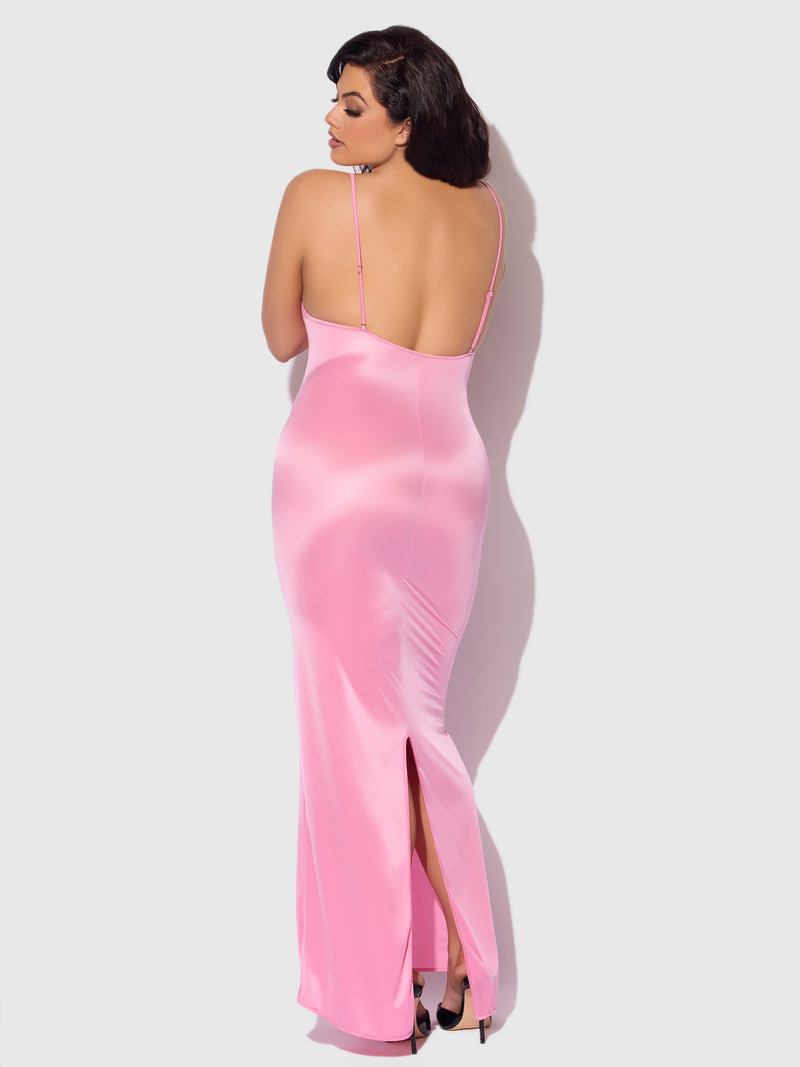 Zoe Oil Slick Maxi Gown Bubblegum Pink