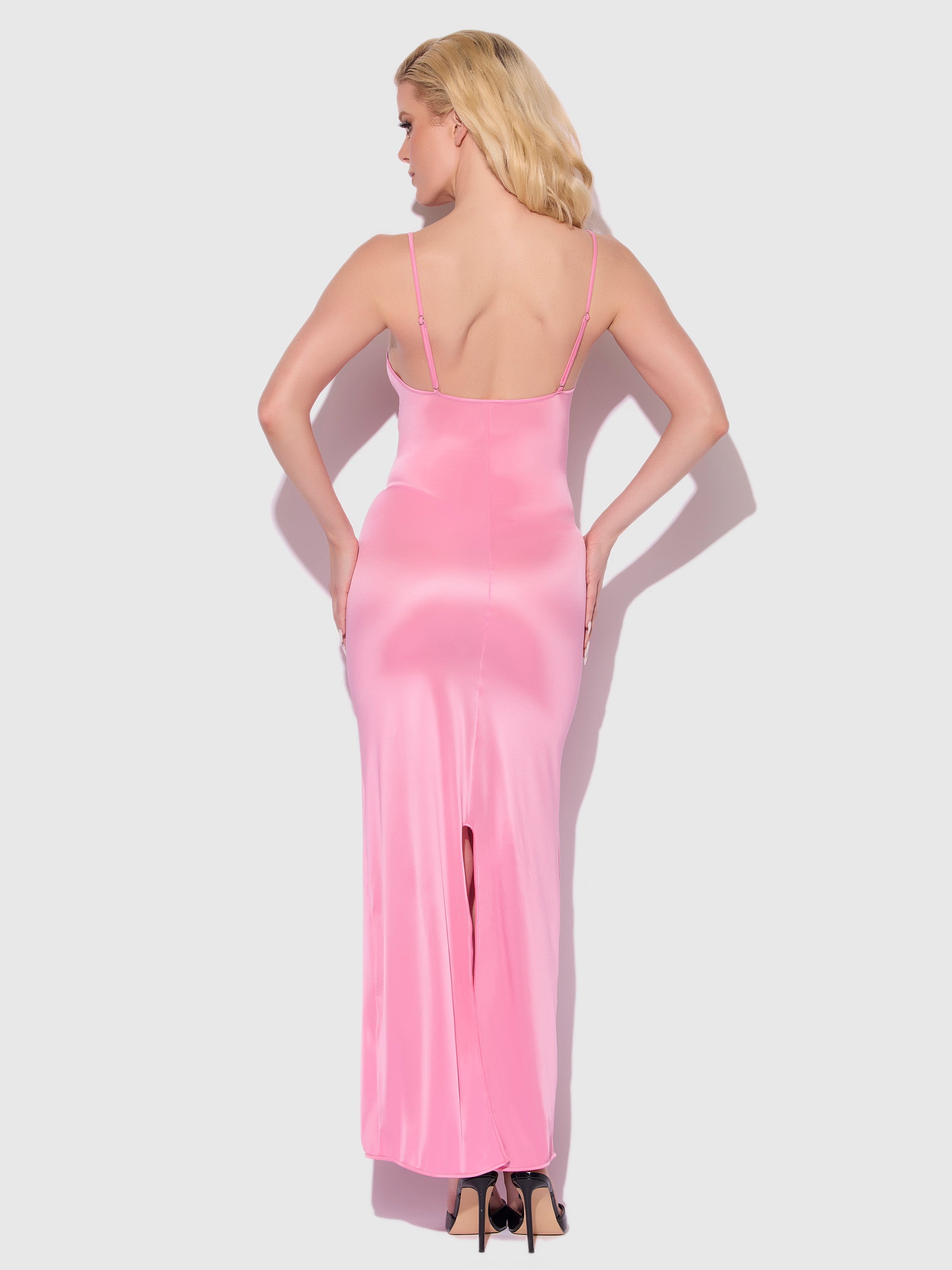 Zoe Oil Slick Maxi Gown Bubblegum Pink