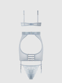 Sienna Satin & Lace Bra, Backless Skirt & Tanga Set