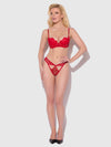 Kiki Lace & Faux Leather Director's Cut Bra Set Barbados Cherry Red
