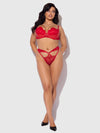 Kiki Lace & Faux Leather Director's Cut Bra Set Barbados Cherry Red