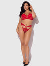 Kiki Lace & Faux Leather Director's Cut Bra Set Barbados Cherry Red