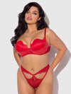 Kiki Lace & Faux Leather Director's Cut Bra Set Barbados Cherry Red