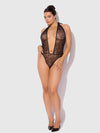 Kiki Lace Plunge Halter Teddy Black