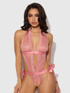 Kiki Lace & Satin Drop Off Teddy Dusty Rose Pink