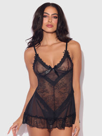 Kiki Lace Babydoll Set Black