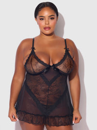 Kiki Lace Babydoll Set Black