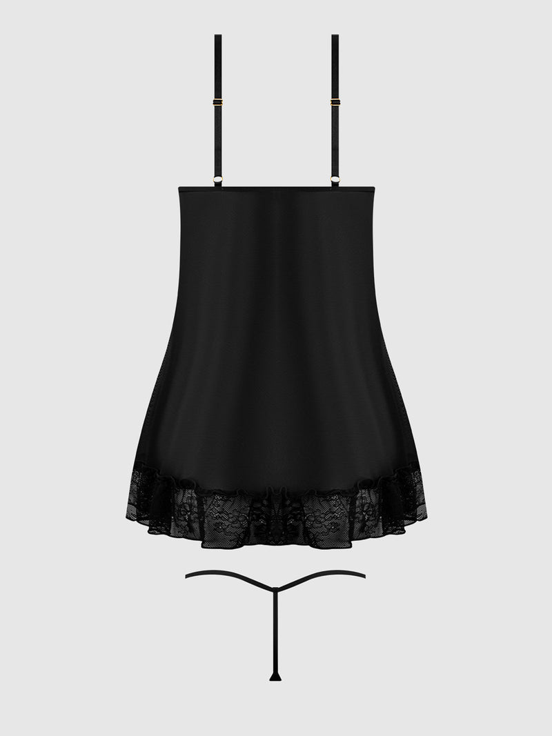 Kiki Lace Babydoll Set Black