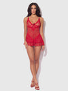 Kiki Lace Babydoll Set Crimson Red