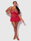 Kiki Lace Babydoll Set Crimson Red