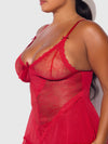 Kiki Lace Babydoll Set Crimson Red