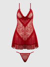 Kiki Lace Babydoll Set Crimson Red