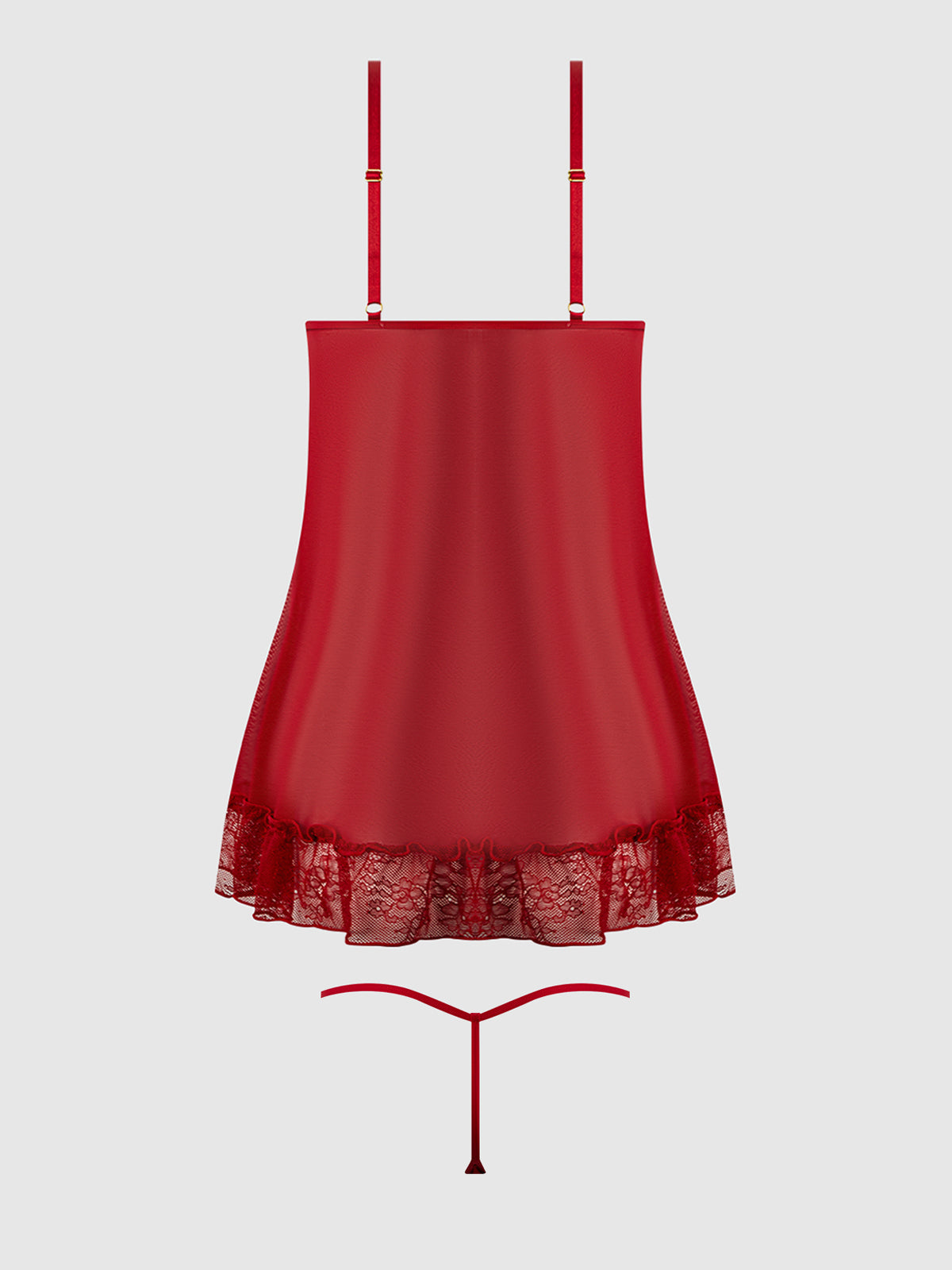 Kiki Lace Babydoll Set Crimson Red