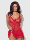 Kiki Lace Babydoll Set Crimson Red