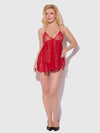 Kiki Lace & Faux Leather Drop Off Babydoll Barbados Cherry Red
