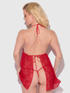 Kiki Lace & Faux Leather Drop Off Babydoll Barbados Cherry Red