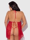 Kiki Lace & Faux Leather Drop Off Babydoll Barbados Cherry Red