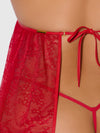 Kiki Lace & Faux Leather Drop Off Babydoll Barbados Cherry Red