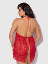 Kiki Lace & Faux Leather Drop Off Babydoll Barbados Cherry Red