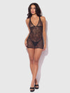 Kiki Lace Chemise Open Strappy Caged Back Black