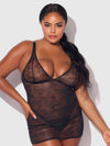 Kiki Lace Chemise Open Strappy Caged Back Black