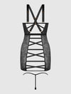 Kiki Lace Chemise Open Strappy Caged Back Black