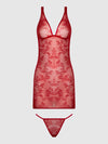 Kiki Lace Chemise Open Strappy Caged Back Crimson Red