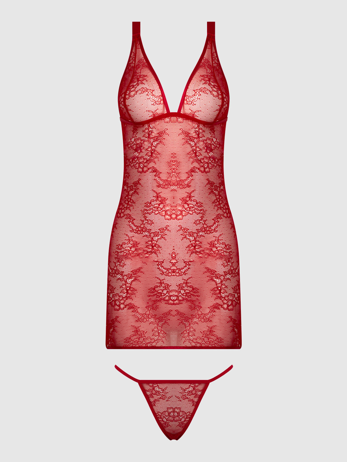 Kiki Lace Chemise Open Strappy Caged Back Crimson Red