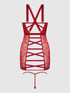 Kiki Lace Chemise Open Strappy Caged Back Crimson Red