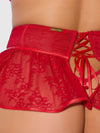 Kiki Lace & Faux Leather Skirted Garter Belt Barbados Cherry Red