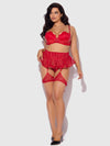 Kiki Lace & Faux Leather Skirted Garter Belt Barbados Cherry Red