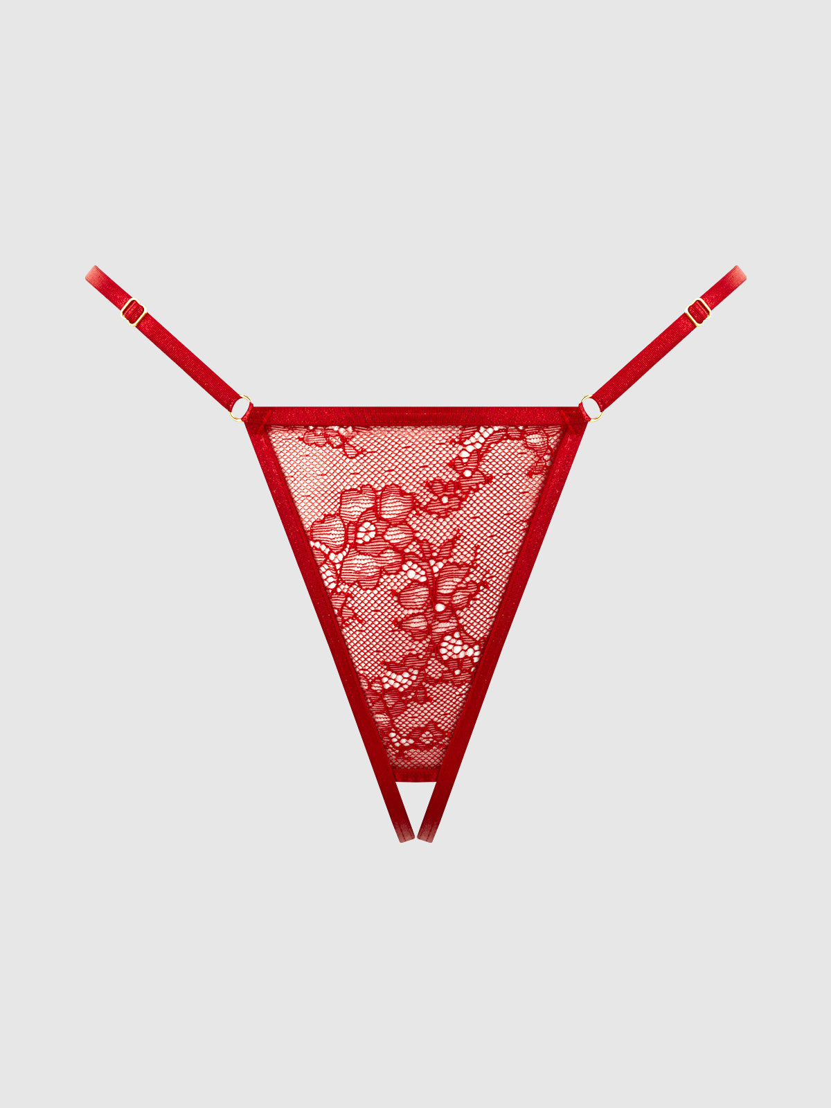 Kiki Lace Crotchless & Side Slider Thong Crimson Red