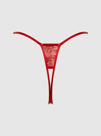 Kiki Lace Crotchless & Side Slider Thong Crimson Red
