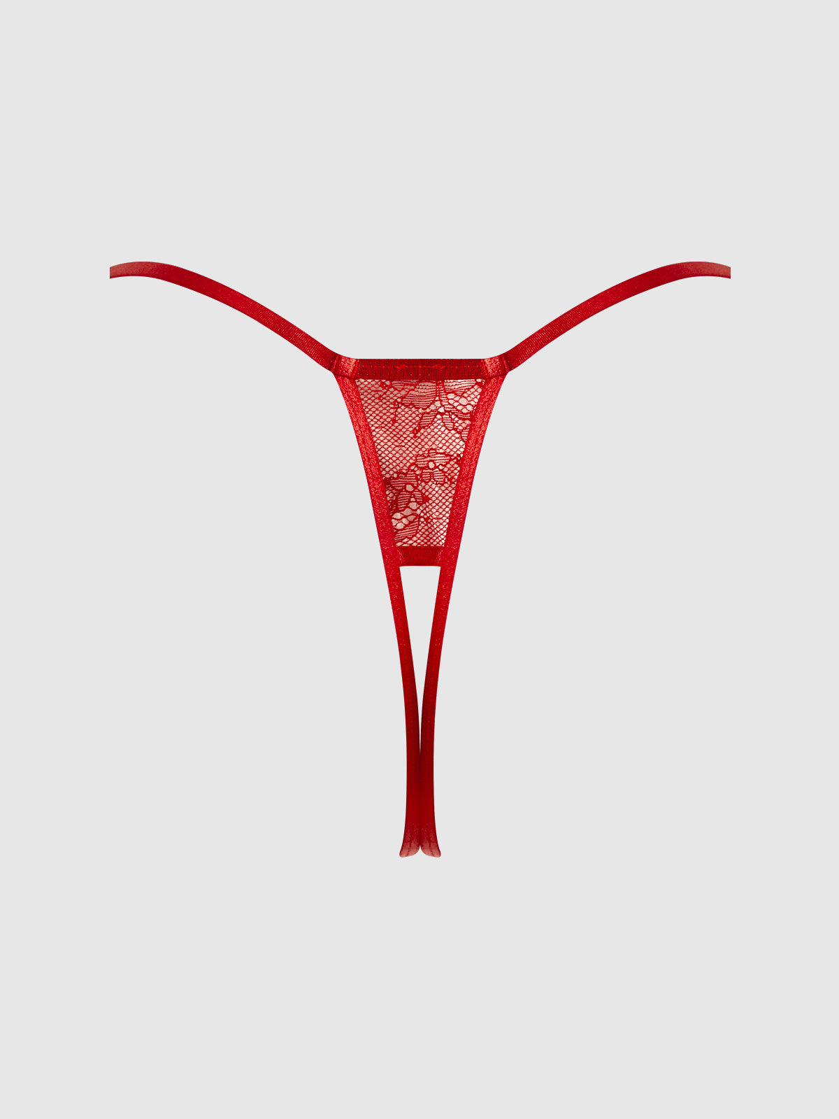 Kiki Lace Crotchless & Side Slider Thong Crimson Red