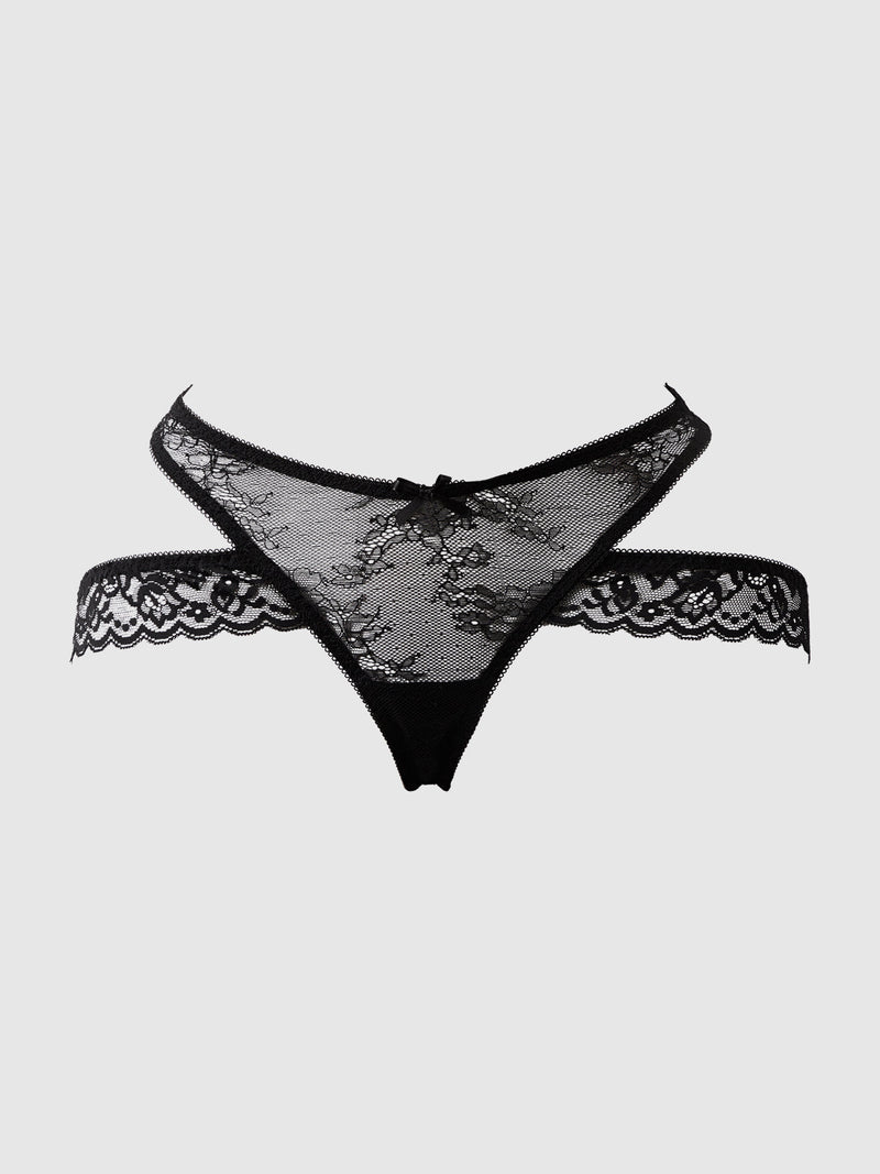 Kiki Strappy & Backless Lace Tanga Black