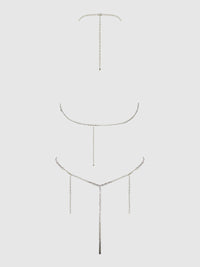 Rhinestone Dangle Fringe Teddy Silver