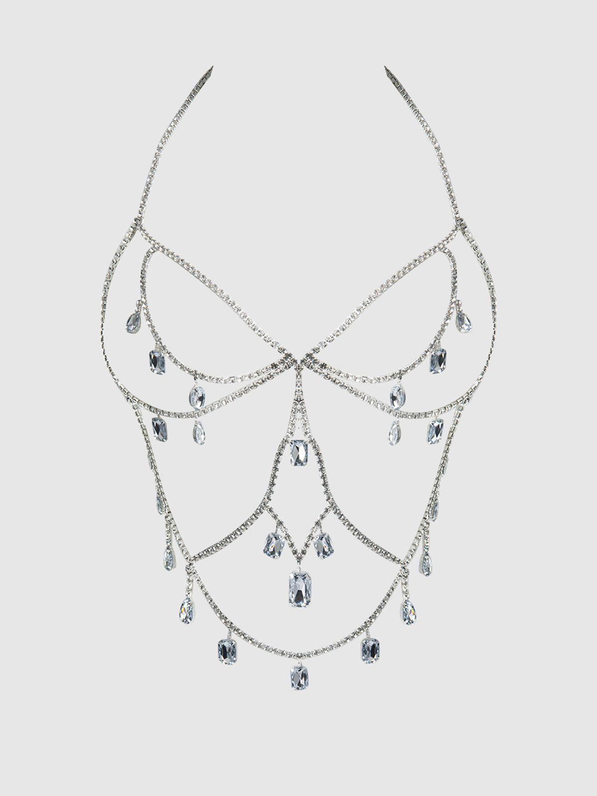 Oversized Rhinestone Top Silver