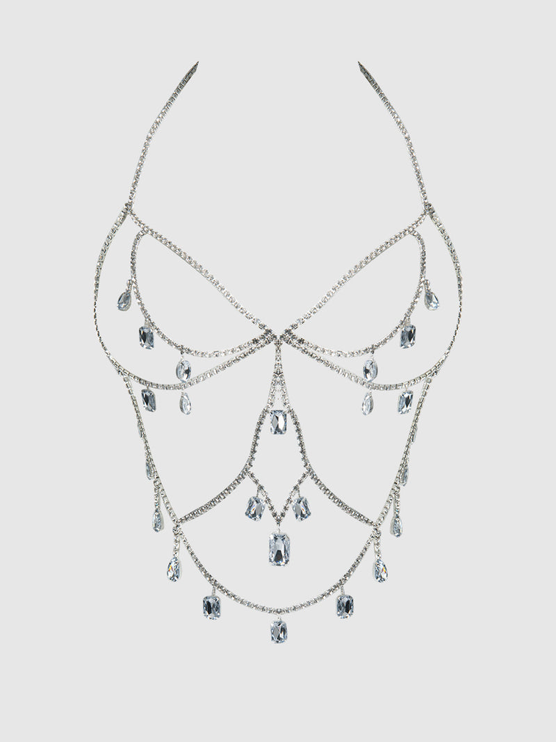 Oversized Rhinestone Top Silver