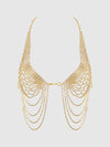 Rhinestone Net Halter with Openable Front Gold