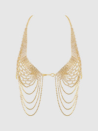 Rhinestone Net Halter with Openable Front Gold