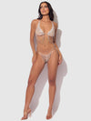 Rhinestone Net Halter Bra with Openable Front Silver