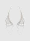 Rhinestone Net Halter Bra with Openable Front Silver
