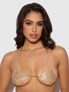 Rhinestone Swirl Knot Bralette Bra Gold