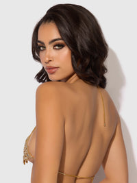 Rhinestone Swirl Knot Bralette Bra Gold