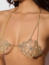 Rhinestone Swirl Knot Bralette Bra Gold