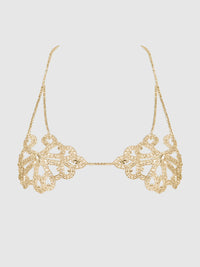 Rhinestone Swirl Knot Bralette Bra Gold