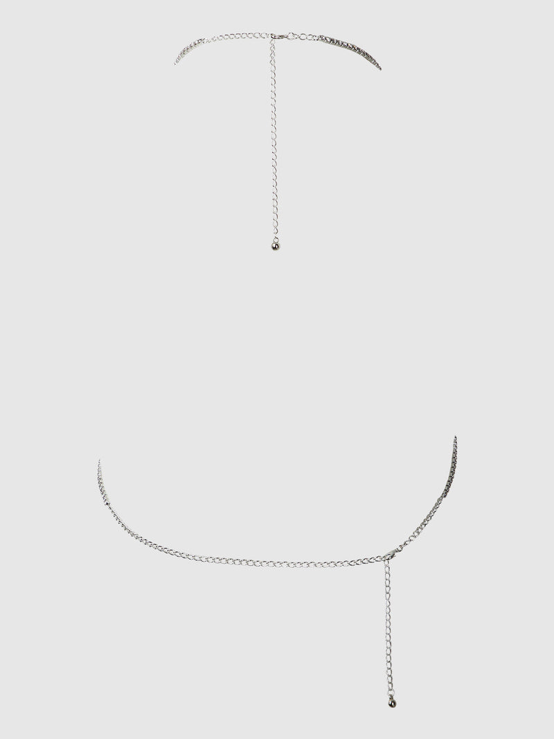 Rhinestone Swirl Knot Bralette Bra Silver