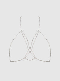 Rhinestone X-Crossed Bustier Silver