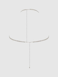 Rhinestone Dangle V-Neck Bra Silver
